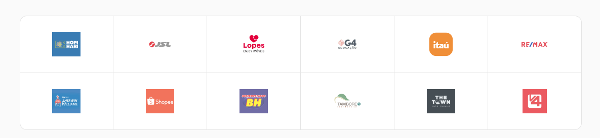 Carossel com diversas logos de empresas